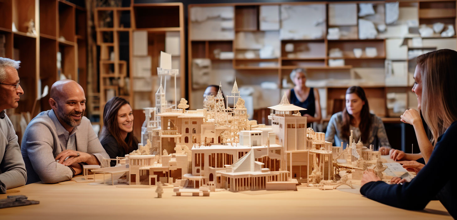reunión de una maquetista con su cliente