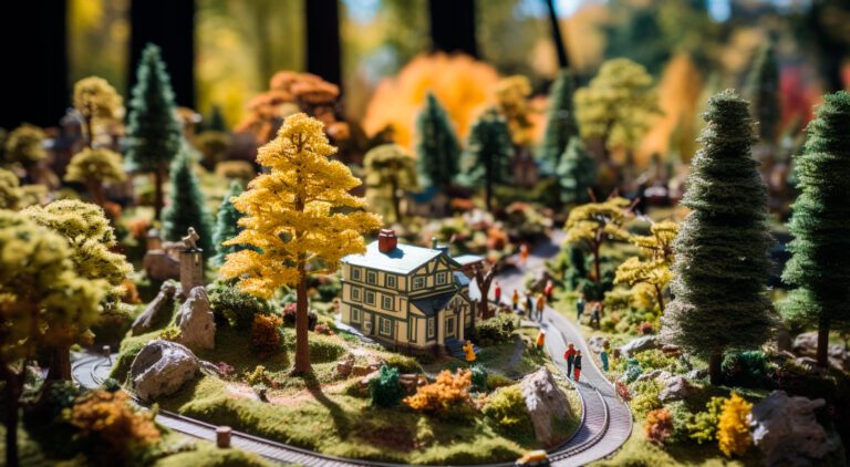 Maqueta de un bosque y una casa