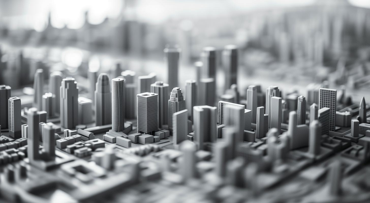 Escala de maqueta de arquitectura de ciudad