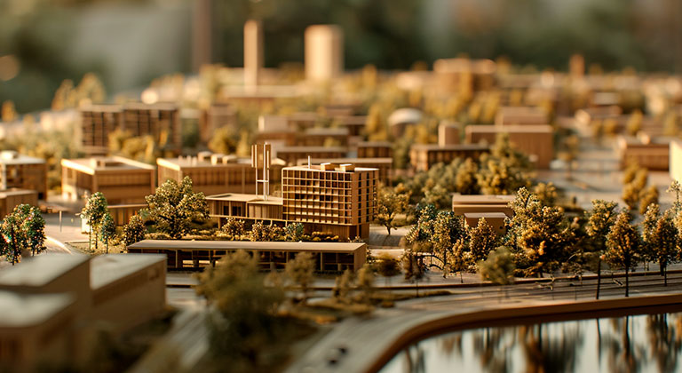 Escala de maqueta de arquitectura para ciudad