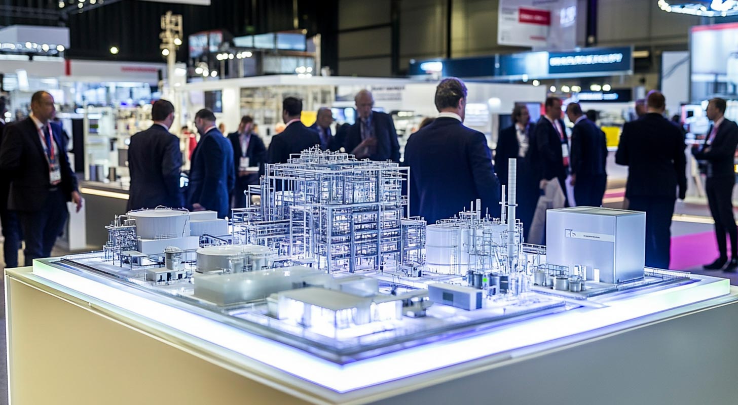 Maqueta industrial en una feria de muestras