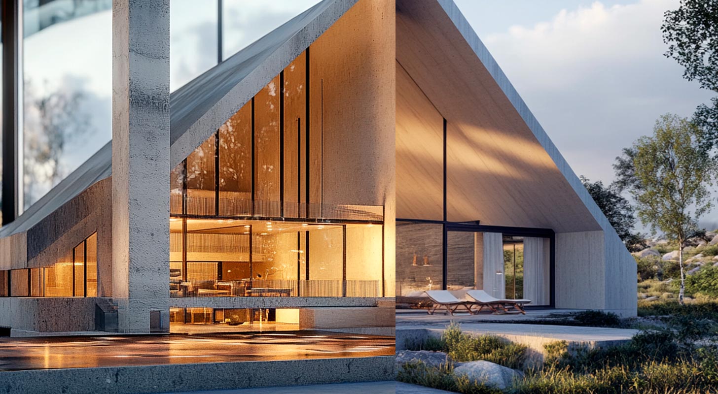 Render de arquitectura y una maqueta