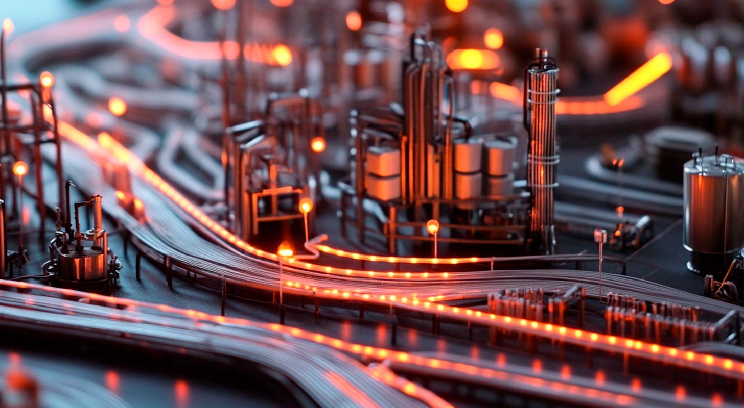 Maqueta interactiva con flujo de energía