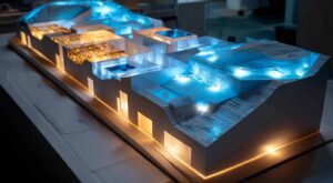 Maqueta interactiva con iluminación integrada
